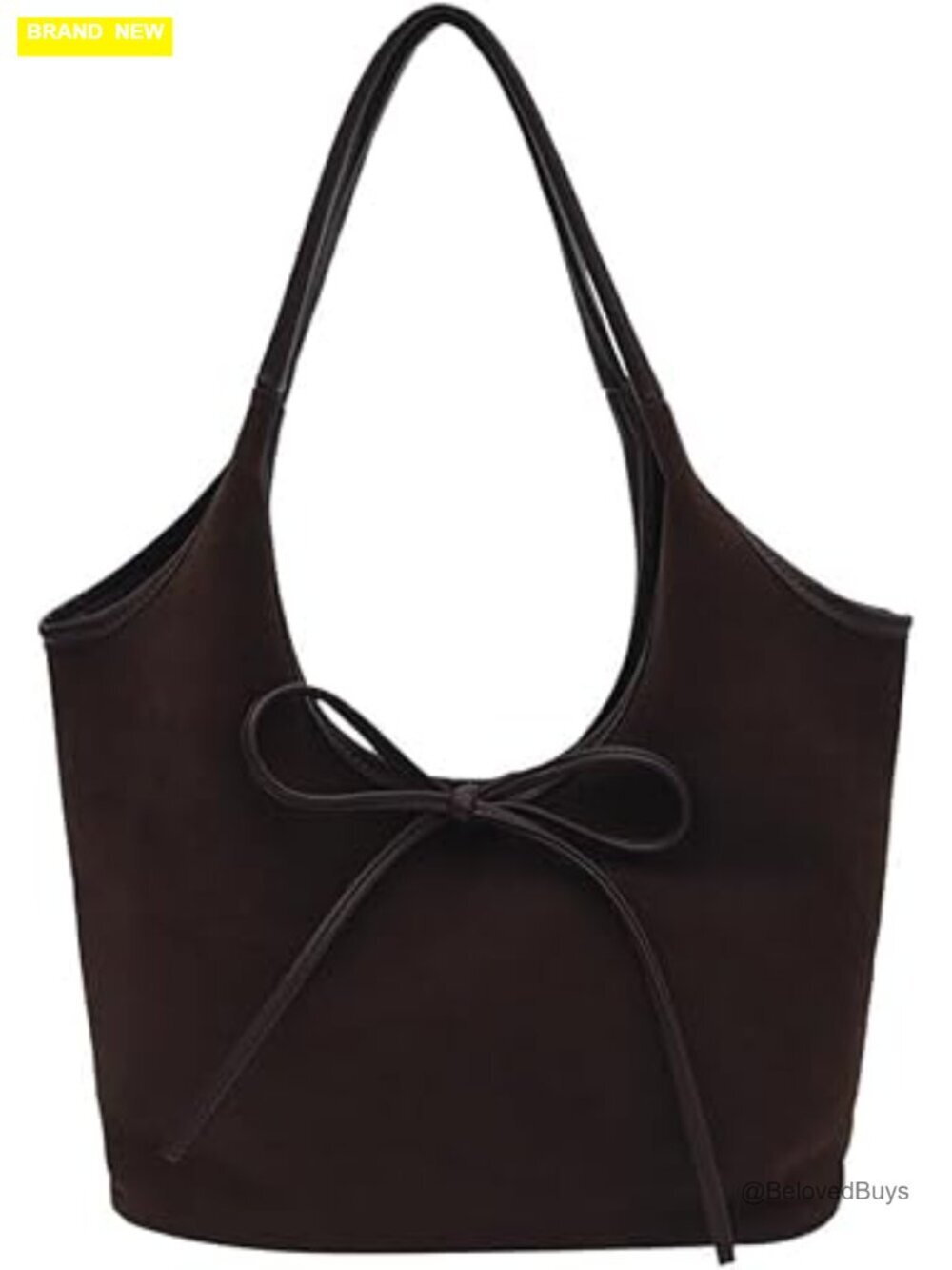 Faux Suede Tote Bag with Cross Lock - Work Hobo Handbag